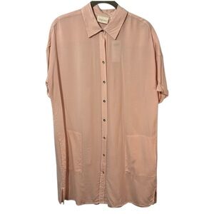 Chico’s Top Pink Tunic Button Front Short Sleeve Lightweight‎ in Size 0/M  NWT